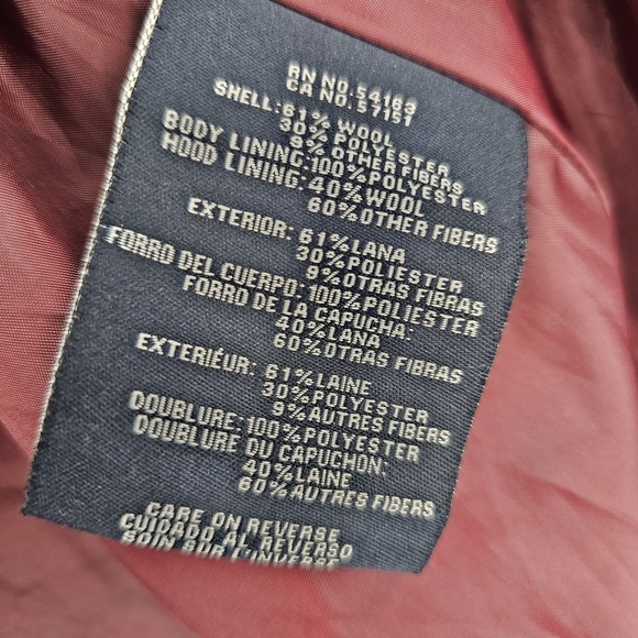 Tommy Hilfiger Navy Women's Single-breasted Wool-blend Coat Size Large - Picture 4 of 10